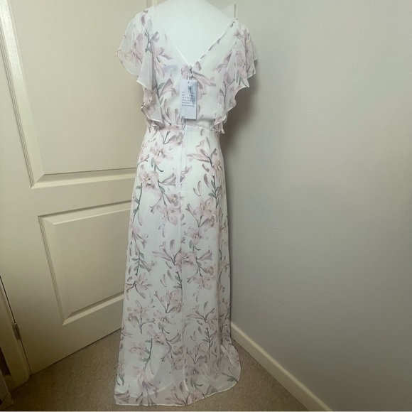 Warehouse Size 10 Frill Wrap Button Maxi Dress Floral Pink White Bridesmaid Chic - Picture 5 of 11